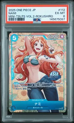 2025 ONE PIECE JPN MINI-TIN PACK SET VOL.2 KOUSHI ROKUSHIRO #112 NAMI PSA 6 - Image 1
