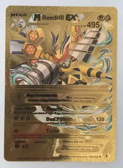 Pokemon Mega Beedrill EX 490hp Gold Foil Fan Art Collector Card TCG - Image 1