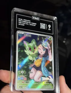 Sprigatito Full Art Holo CBB1C-01 09/09 Pokemon Card Chinese TAG 9 - Image 3
