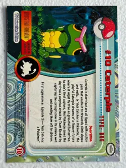 Caterpie #10 Blue Logo Topps Trading Cards Series 1 - Image 2