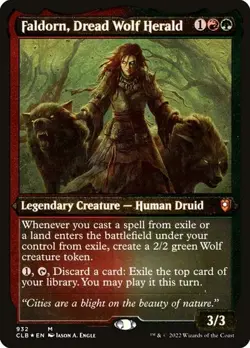 Faldorn, Dread Wolf Herald - Foil Etched Thick Stock CLB NM MTG - Image 1