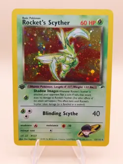 Rocket's Scyther 1st Edition Holo Rare Gym Heroes Pokemon Card - WOTC 2000 SWIRL - Image 1