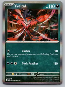 Yveltal 088/132 Rare Mega Evolution Pokemon Holo Near Mint - Image 1
