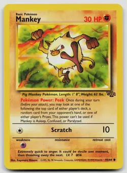 MANKEY 55/64 COMMON JUNGLE POKEMON UNLIMITED LP - Image 1