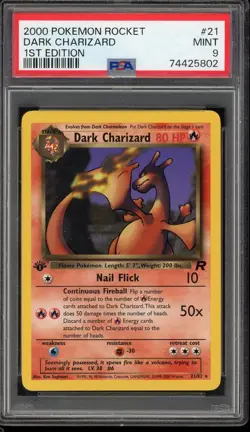 2000 POKEMON ROCKET 21 DARK CHARIZARD MINT PSA 9 1ST EDITION 21/82 NON HOLO RARE - Image 1