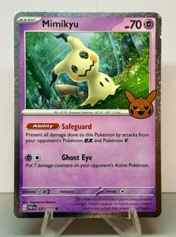 Mimikyu 037/091 Cosmos Holo Rare Halloween Trick or Trade Booster 2024 NM MT - Image 1