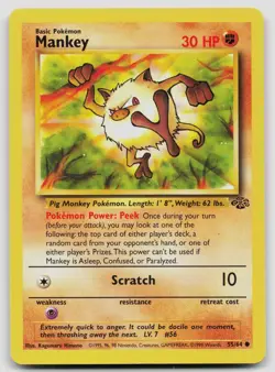 MANKEY 55/64 COMMON JUNGLE POKEMON UNLIMITED LP - Image 1