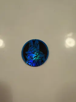 Pokemon Collection Medium Flip Coin Token Lucario Blue Holo - Image 1