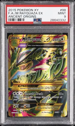 2015 POKEMON XY ANCIENT ORIGINS #98 FULL ART/M RAYQUAZA EX PSA 9 - Image 1