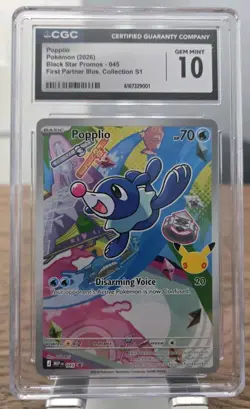 Pokemon CGC 10 Popplio Black Star Promo 045 Holo English First Partner - Image 1