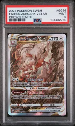 2023 Pokemon Sword & Shield Crown Zenith GG56 Hisuian Zoroark VSTAR PSA 9 MINT - Image 1