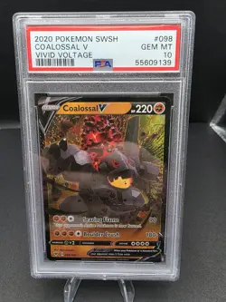 PSA 10 Gem 💎 Mint 2020 POKEMON SWORD & SHIELD VIVID VOLTAGE #098 COALOSSAL V - Image 1