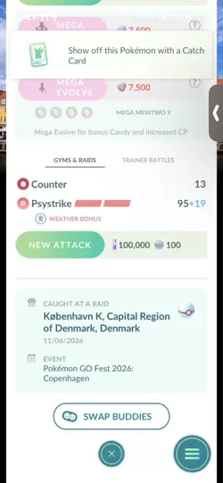 Pokemon Go Shiny Legendary Mewtwo ( Denmark Background) ( High CP ) - Image 2