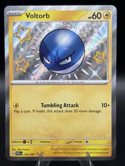 Pokemon TCG - Voltorb - 133/091 - Paldean Fates - Shiny Holo Rare - Image 1