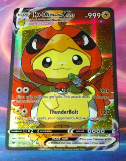 Ho Oh Pikachu VCOS Pokemon Card Holo Cosplay Cute Pokemon Trainer Cosplay - Image 1