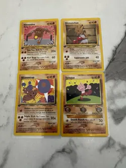 Hitmontop Hitmonlee Hitmonchan and Tyrogue First Edition Pokemon Card NM - Image 1