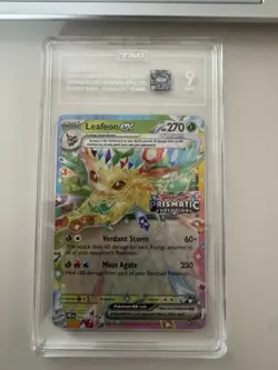 Pokemon Leafeon ex Prismatic Evolutions STAMPED Promo Card TAG 9 - Image 1