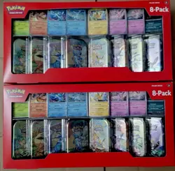 Pokemon Prismatic Evolutions 8 Mini-Tins with Promo Cards Costco 2-Pack IN HAND! - Image 1