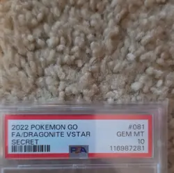 Pokemon Dragonite VSTAR Secret Rare Full Art Holo Pokemon GO 081/078 2022 PSA 10 - Image 3