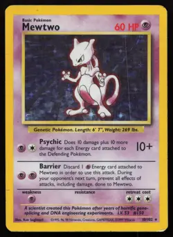 Mewtwo 10/102 Holo Rare Base Set Unlimited Pokemon English MP - Image 1