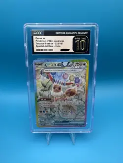 CGC Pristine 10 Pokemon Eevee ex 223/187 Sv8a Terastal Fest ex SAR Holo JP - Image 1