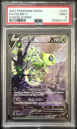 2021 POKEMON SWSH #245 FA/CELEBI V FUSION STRIKE PSA 9 - Image 1