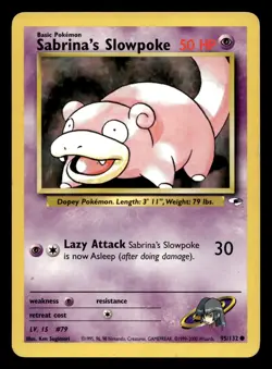 Sabrina's Slowpoke 95/132 Common Gym Heroes WOTC Pokemon MP - Image 1