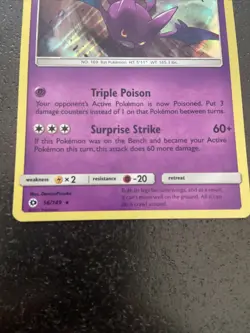 Crobat 56/149 NM Holo Sun and Moon Base Set & Near Mint Foil SM Pokemon TCG Card - Image 2