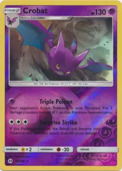 1x Crobat reverse holo foil x1 POKEMON Sun & Moon 56/149 rare card - Image 1