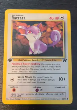 Rattata 66/82 Team Rocket 1st Edition Pokemon Mint very sharp card - Image 1