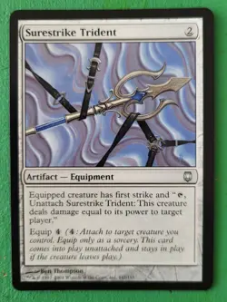 Magic The Gathering MTG - Surestrike Trident Card - Artifact Equipment - Image 1