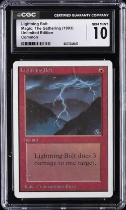 1993 MAGIC: THE GATHERING UNLIMITED EDITION LIGHTNING BOLT CGC 10 GEM MINT - Image 1