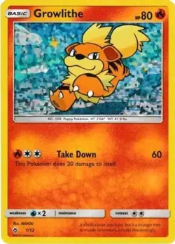 Growlithe - 1/12 (#001/012) - Holofoil McDonald's Promos 2018 MP Pokemon - Image 1