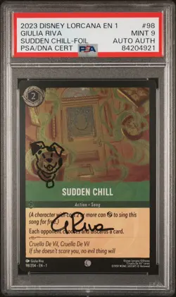 Disney Lorcana Sudden Chill Foil 98 Signed Doodle Sketch Giulia Riva PSA 9 - Image 1