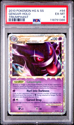 PSA 6 2010 Pokemon Heartgold & Soulsilver Triumphant Prime Gengar 94/102 Holo - Image 1