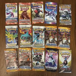 Pokemon EX Deoxys, Platinum and Diamond & Pearl Era Pack Art - 15 Packs (Empty) - Image 1