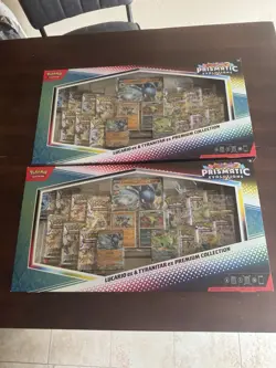 POKEMON PRISMATIC EVOLUTIONS LUCARIO & TYRANITAR PREMIUM COLLECTION LOT OF 2! - Image 1