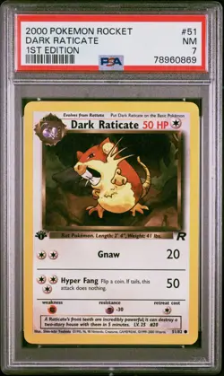 2001 Pokemon Team Rocket | Dark Raticate 1st Edition 51/82 | PSA 7 - Image 1