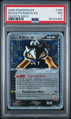 2005 POKEMON EX ROCKET'S RAIKOU EX SECRET RARE DEOXYS HOLO #108 PSA NM 7 - Image 1