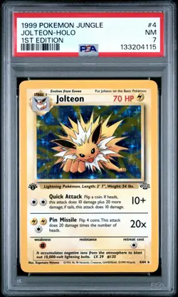 1999 POKEMON JUNGLE 1ST EDITION #4 JOLTEON-HOLO PSA 7 - Image 1