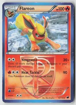 Flareon 12/116 Uncommon Plasma Freeze Pokemon Damaged - Image 1