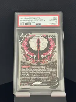 2021 POKEMON SWORD & SHIELD CHILLING REIGN FULL ART/GALARIAN MOLTRES V PSA 10 - Image 1