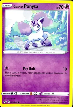 GALARIAN PONYTA 081/202 COMMON SWORD & SHIELD POKEMON NM - Image 1
