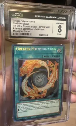 2022 Yu-Gi-Oh! MP22 1st Ed ERROR Greater Polymerization Misaligned Stamp CGC 8 - Image 1