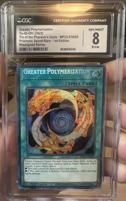2022 Yu-Gi-Oh! MP22 1st Ed ERROR Greater Polymerization Misaligned Stamp CGC 8 - Image 3