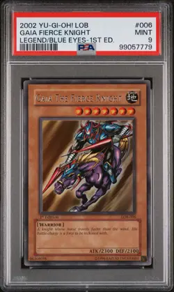 Yu-Gi-Oh! Gaia The Fierce Knight Legend of Blue Eyes 1st Edition LOB-006 PSA 9 - Image 1
