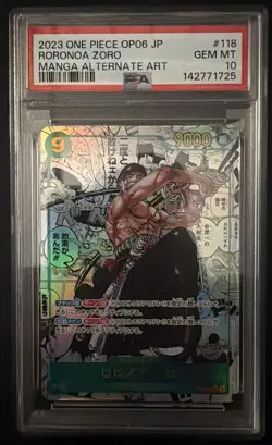 2023 ONE PIECE JPN WINGS OF THE CAPTAIN MANGA ALT ART #118 RORONOA ZORO PSA 10 - Image 1