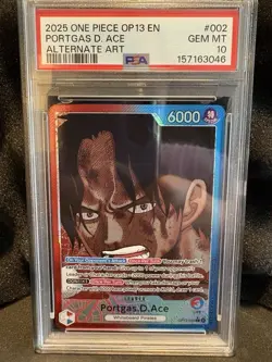 2025 One Piece Portgas D. Ace Leader Alt Art #OP13-002 PSA 10 GEM MINT - Image 1