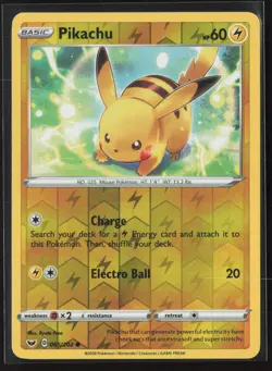 Pikachu 065/202 Common Sword & Shield Pokemon Reverse Holo Lightly Played - Image 1