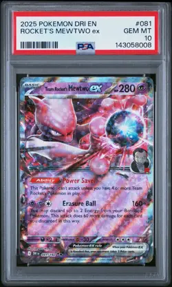 2025 POKEMON DRI EN-DESTINED RIVALS #081 TEAM ROCKET'S MEWTWO EX PSA 10 - Image 1